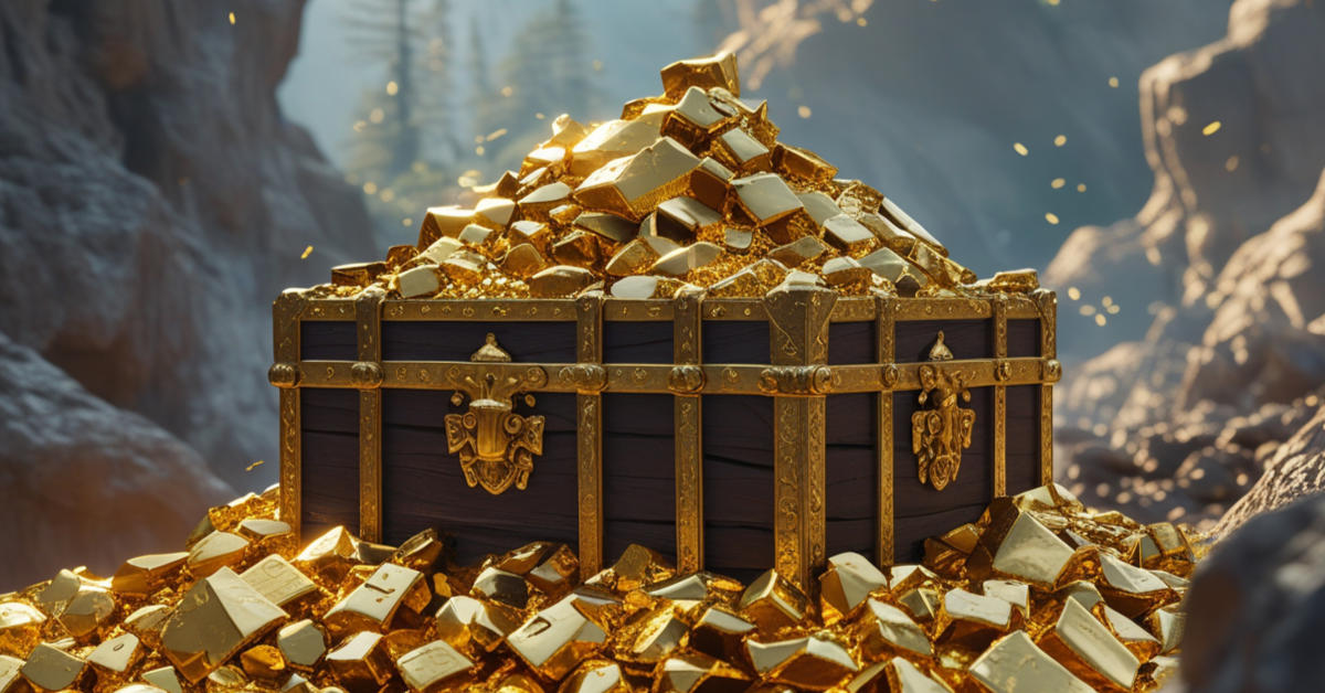 Gold treasure overflowing a chest